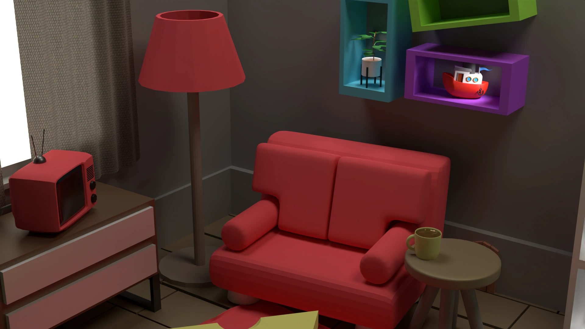 Küçük oturma odası renderı