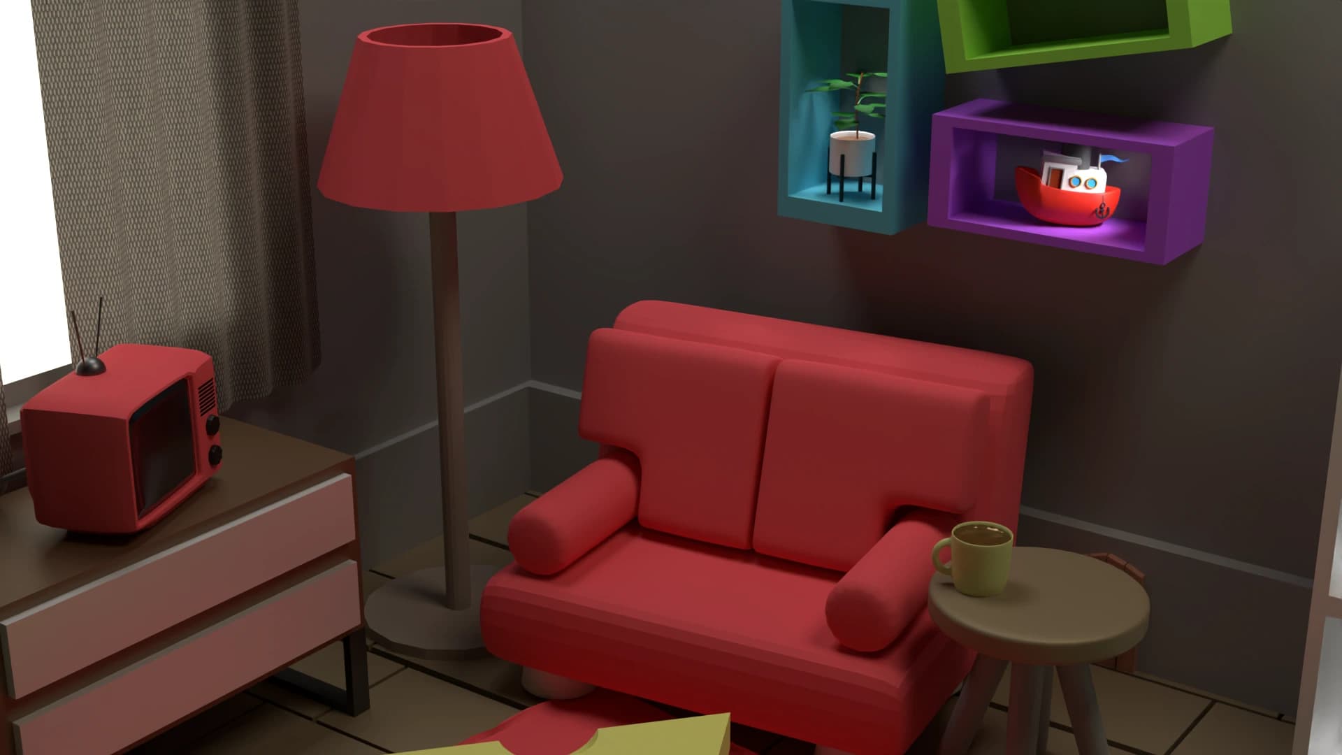 Küçük oturma odası renderı